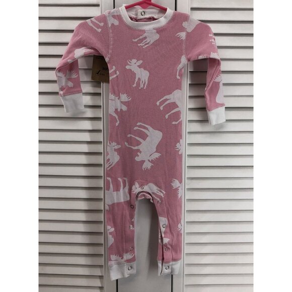 Lazy One back Flap Jack Long Johns  Size 6M Pink Don't Moose With Me! - Picture 2 of 5